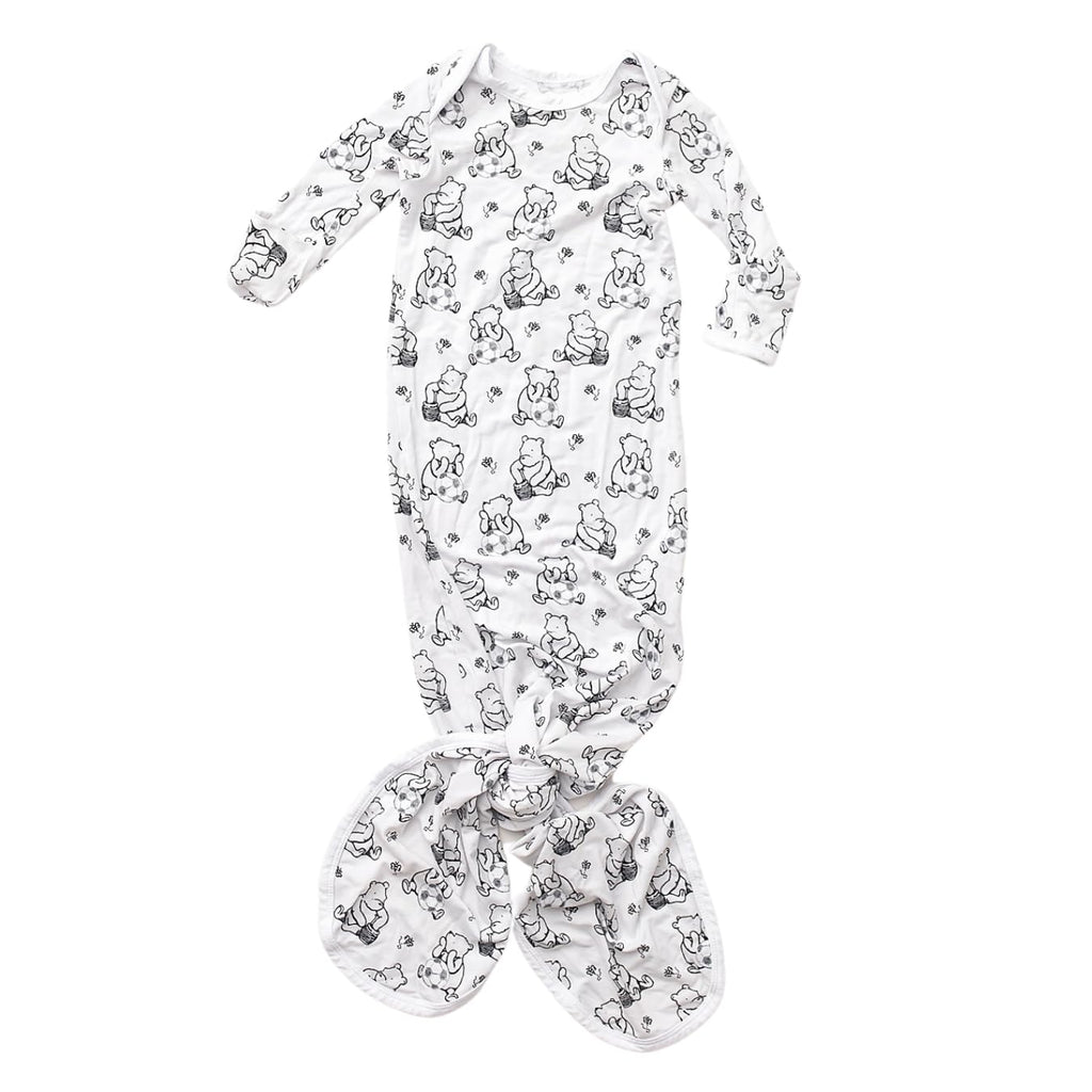 Sugar Lily's Classic Pooh Baby Gown, Bamboo Viscose, Soccer Ball Print, Knotted, Adjustable