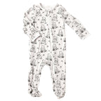 Sugar Lily's Double zipper with Classic Pooh, Footed Romper, Bamboo Viscose, Soccer Ball Print