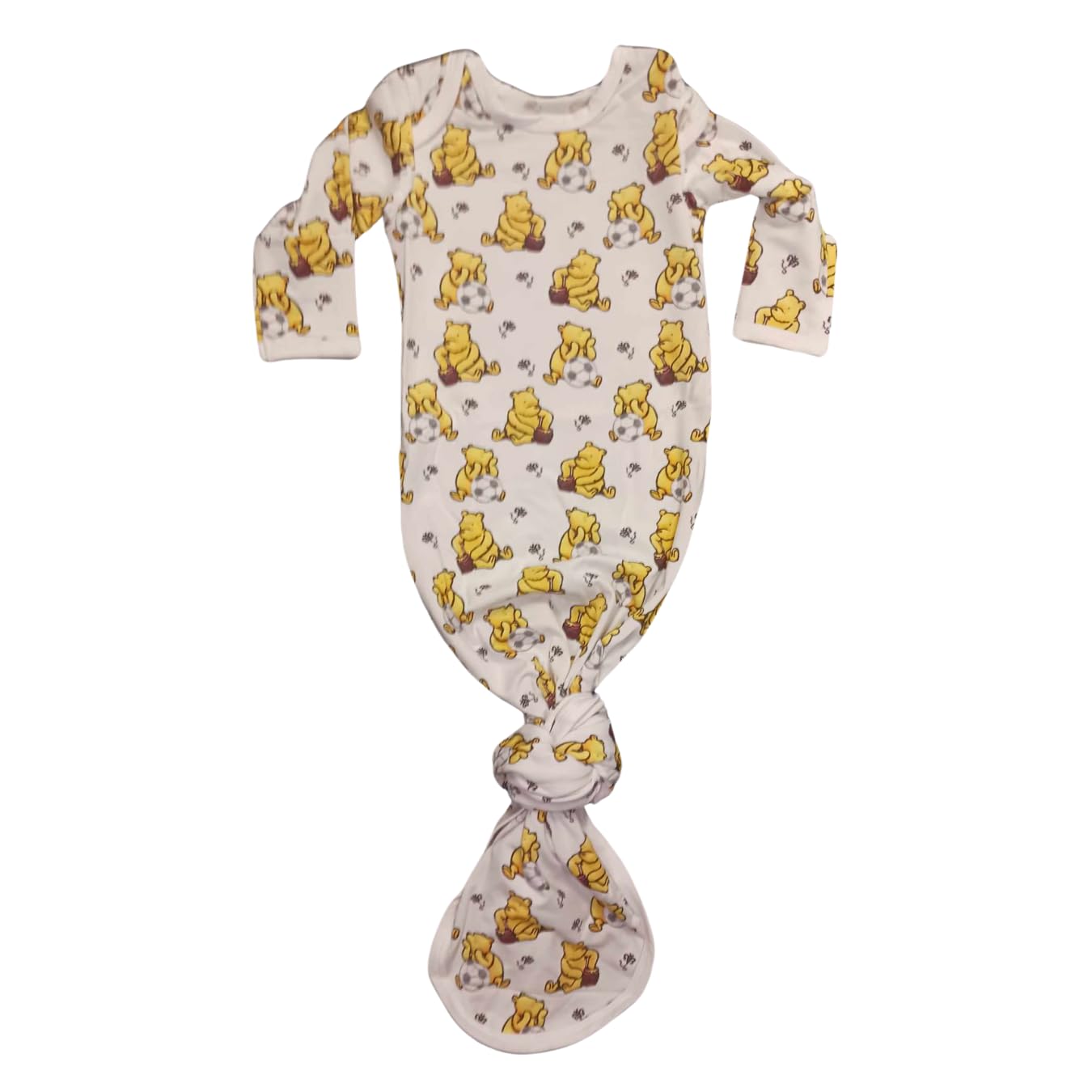 Sugar Lily's Classic Pooh Baby Gown, Bamboo Viscose, Soccer Ball Print, Knotted, Adjustable