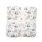 Sugar Lily's- Classic Pooh Black and White with Soccer Ball Motifs,6-Layer Muslin Cotton Blanket, Soft