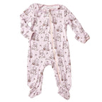 Sugar Lily's Double zipper with Classic Pooh, Footed Romper, Bamboo Viscose, Soccer Ball Print