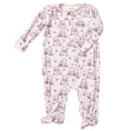 Sugar Lily's Classic Pooh Baby Footed Romper, Bamboo Viscose, Soccer Ball Motifs, Magnetic Closures,