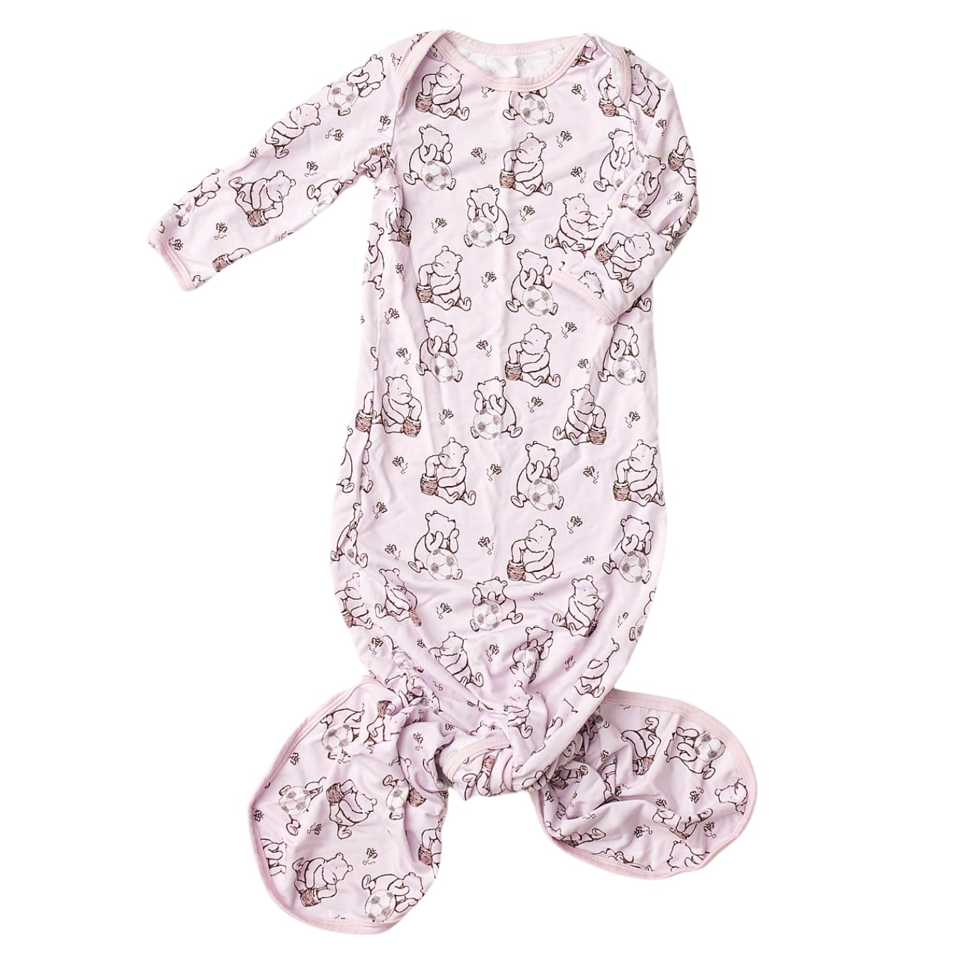Sugar Lily's Classic Pooh Baby Gown, Bamboo Viscose, Soccer Ball Print, Knotted, Adjustable